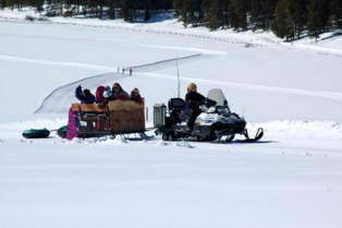 Teens sledding at Vista Verde Ranch Teens sledding at Vista Verde Ranch