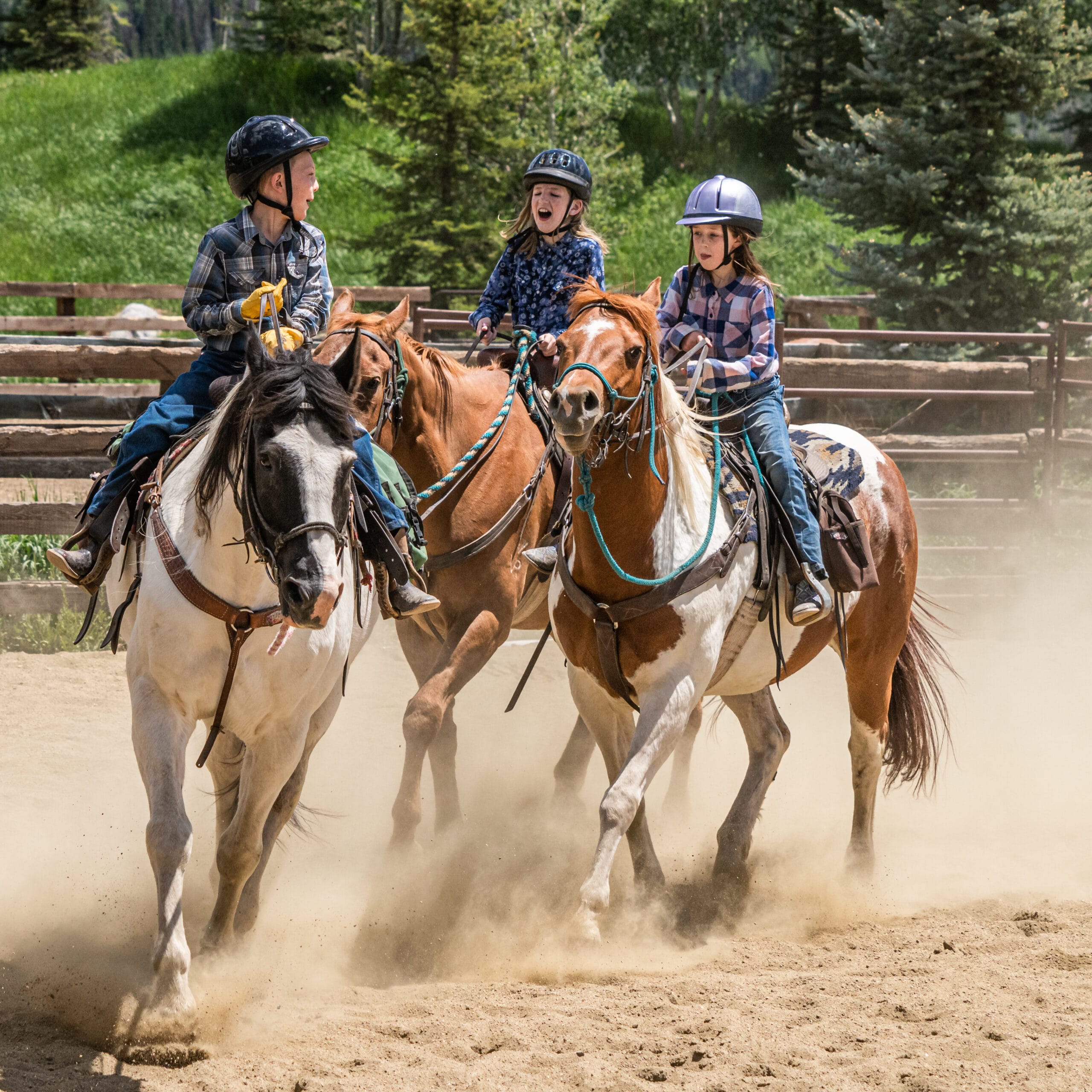 Kids horseback riding during our kids rodeo