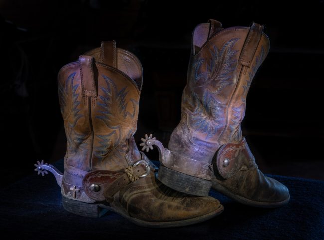 cowboy boots at a luxury dude ranch in Colorado