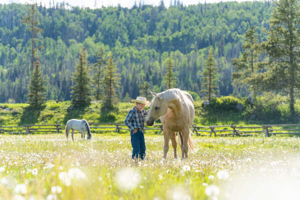 a boy and his horse on a dude ranch vacation