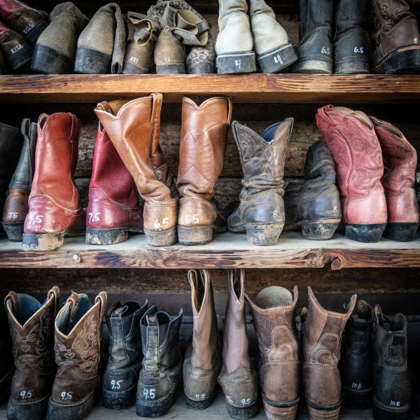 boots at a dude ranch barn