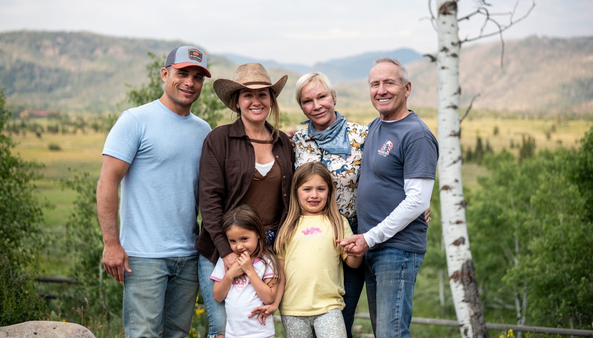 Family at Steak Ride Multi-generational family enjoying a mountain view